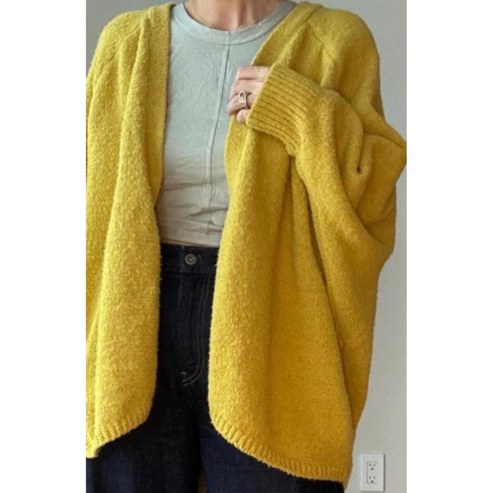 Anthropologie Rooney Cocoon Cardigan Mustard Yellow Open Front Knit One Size